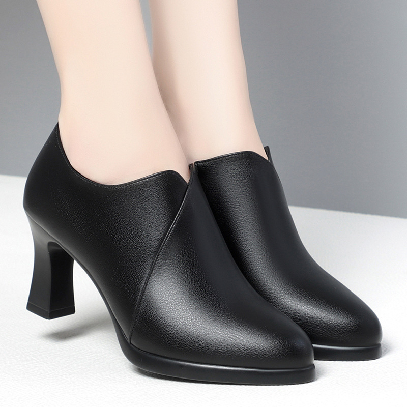 Soft Leather Deep Mouth Pumps Shoes foto 3