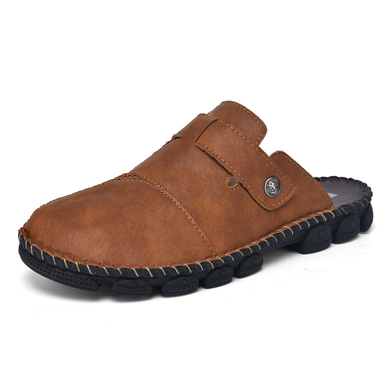 Summer Outdoor Men's Half Slippers Casual Lazybones' Shoes Fashion Handmade Stitching