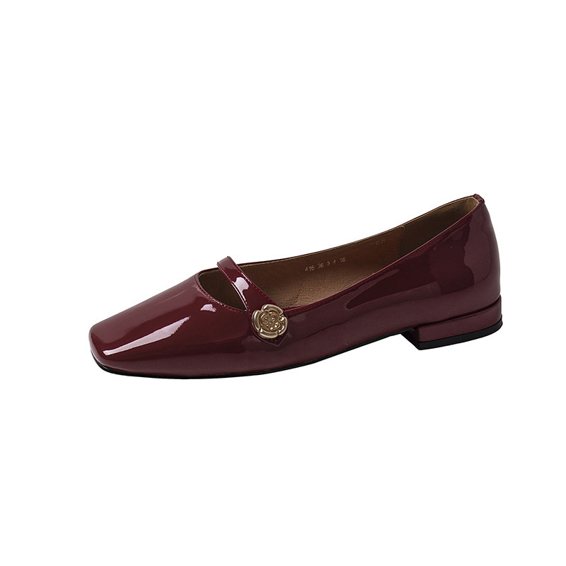 French Low Heel Camellia Women's All-matching Thick Heel Shoes foto 5