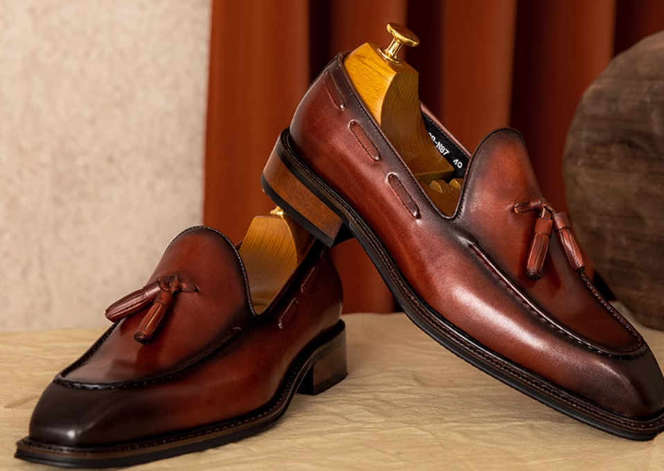 Men's Commuter's All-matching Fringed Leather Shoes Genuine Leather All-match Slip-on Loafers foto 5