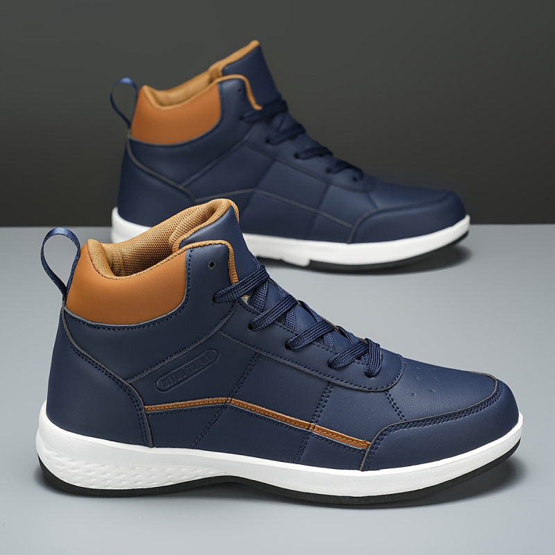 Men's Solid Color High Top Anti Slip Lace Up Boots foto 4