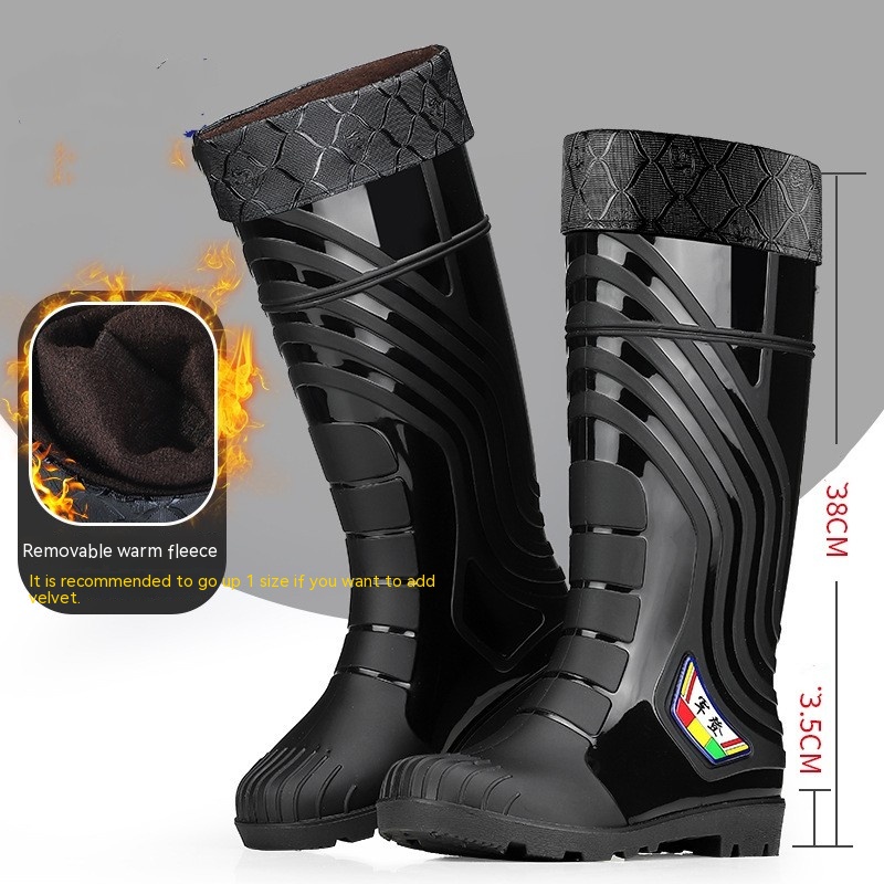 Mid-calf Rubber Fashion Rain Boots Men's Outdoor Fleece-lined foto 2