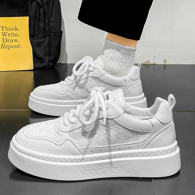 Mens Versatile Casual Height-increasing White Sneakers foto 2