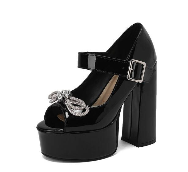 New Style Chunky-Heel Bow Sandals For Women Foreign Trade