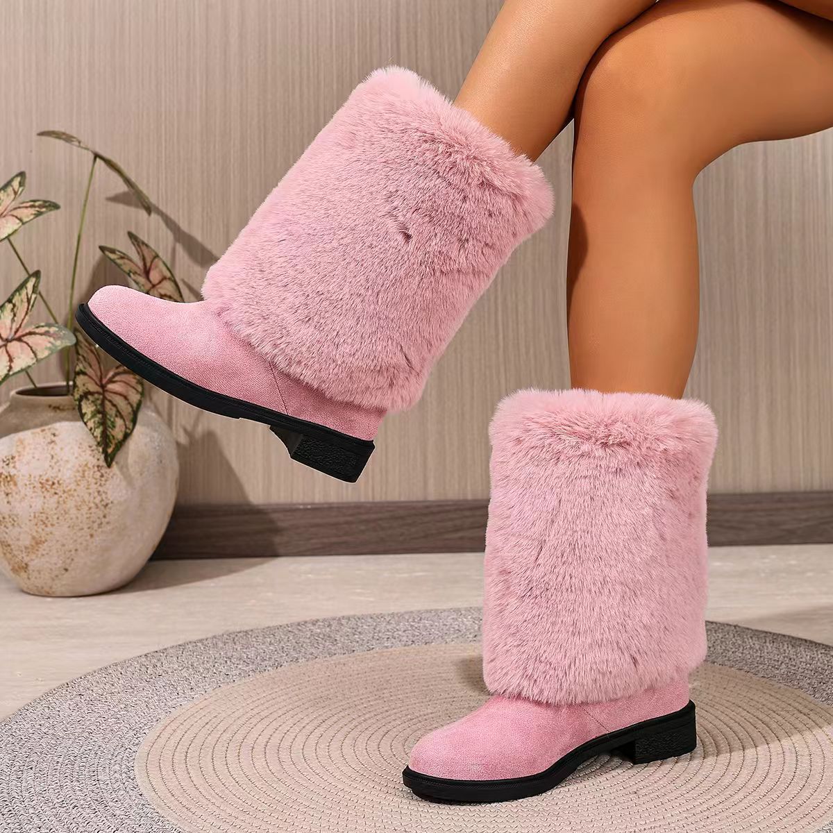 Womens Chunky Heeled Snow Boots foto 3