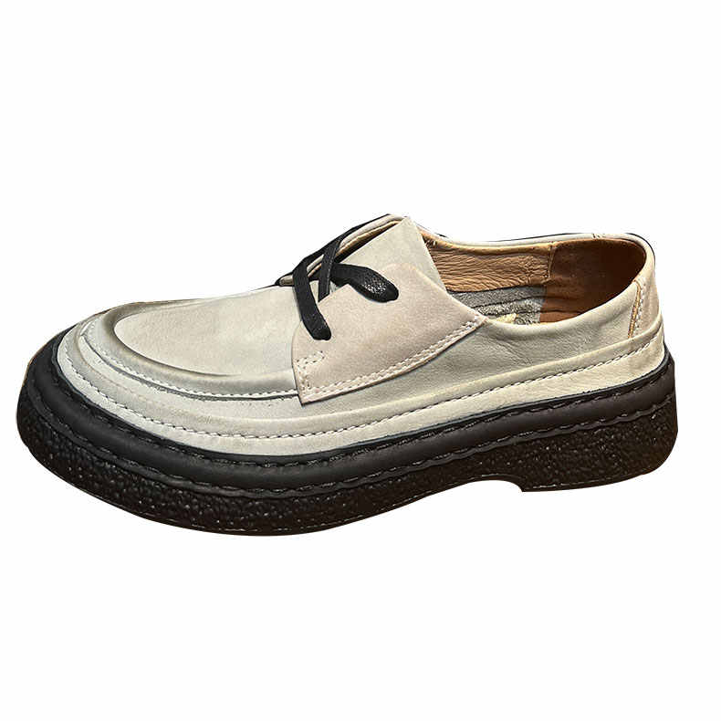 Round Head Genuine Leather Platform Men's Slip-on Leather Shoes foto 2