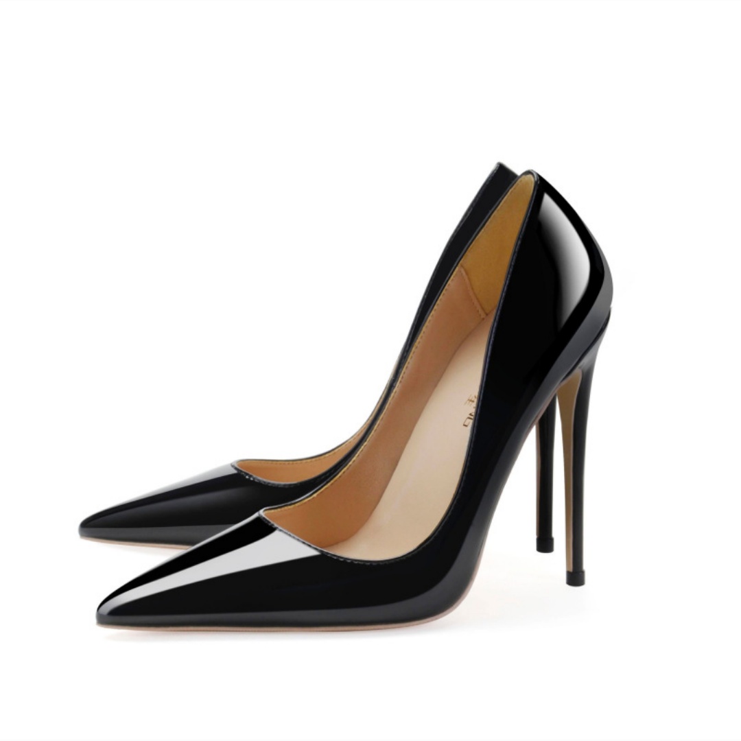 Sharp Pointed Sexy Slim Heel Plus Size High Heels Black foto 3