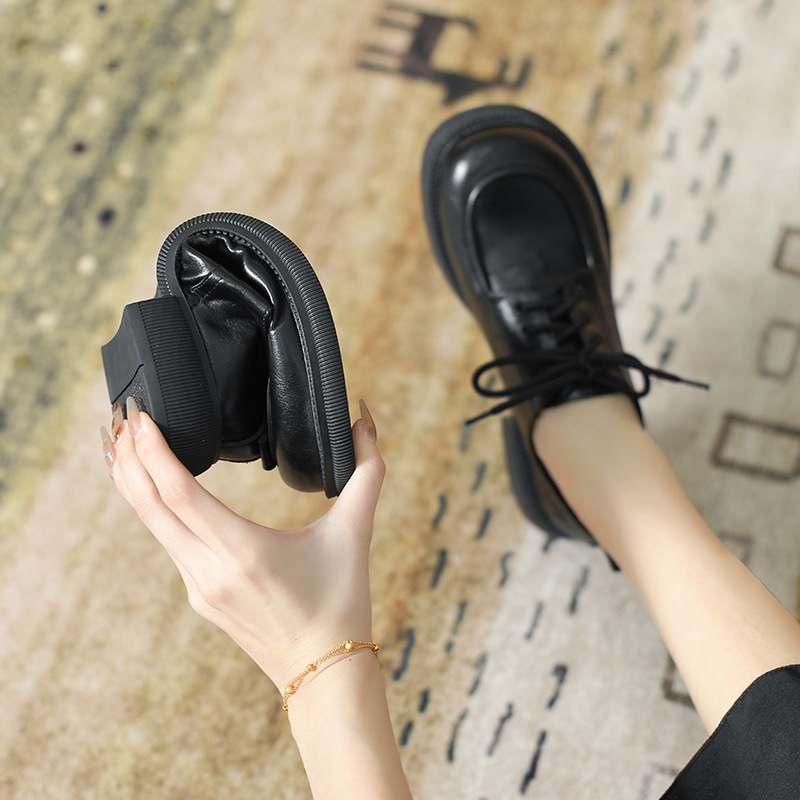 Versatile Soft-soled British-style Lace-up Leather Shoes For Women foto 5