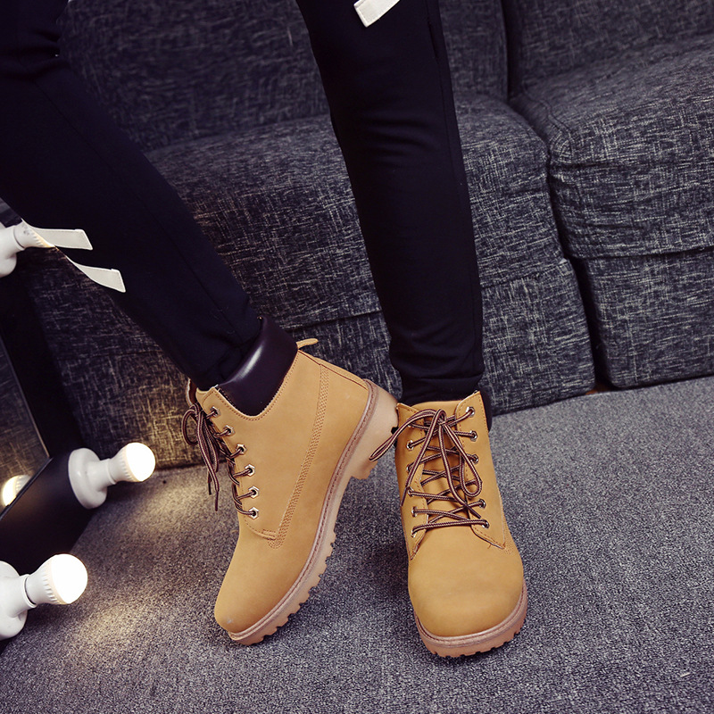 Pink With Velvet Lining Warm Flat Bottom High-top Men's Shoes Couple Martin Boots foto 3
