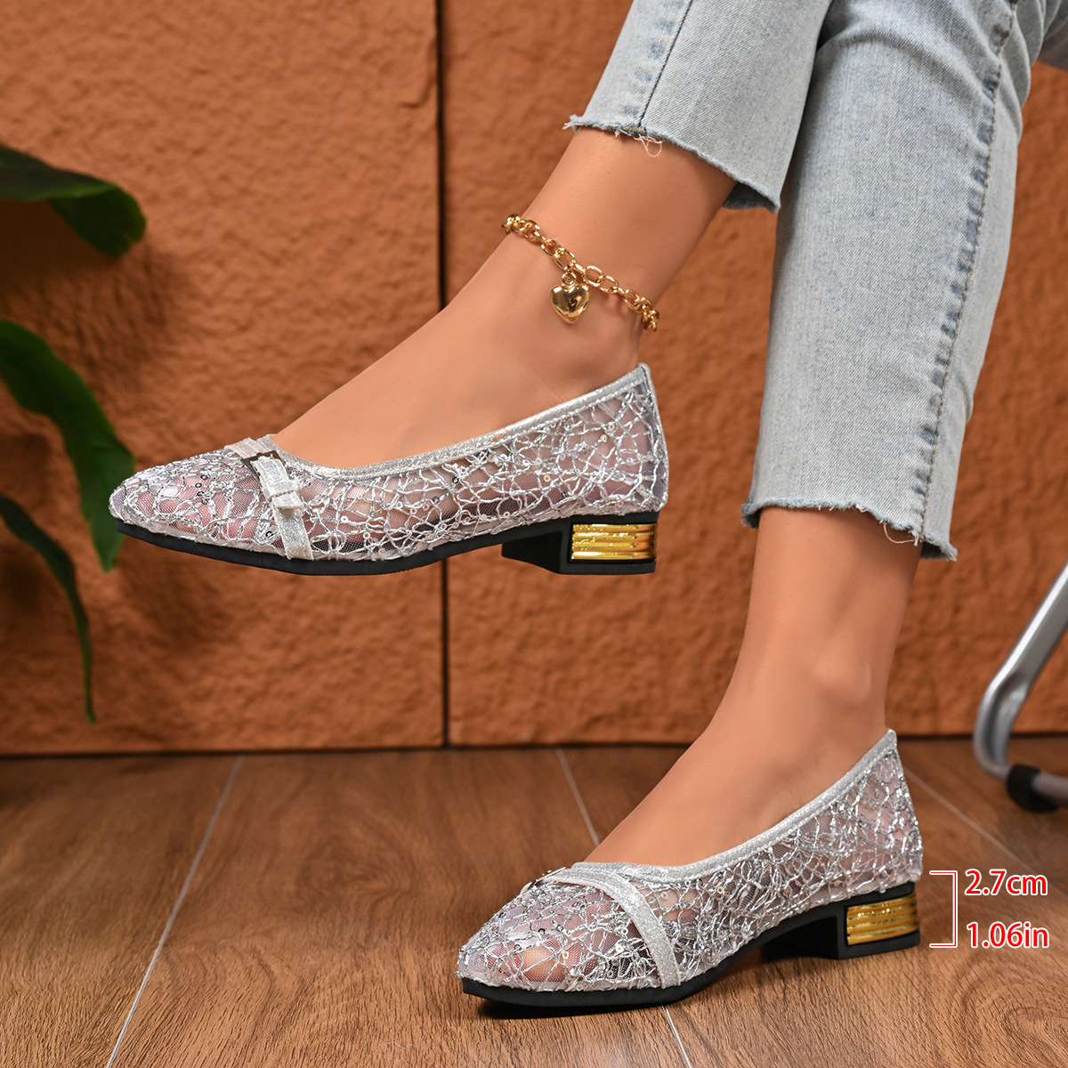 Womens Shallow-Toe Pointed-Toe Mesh Shoes With Bow For Breathability foto 5