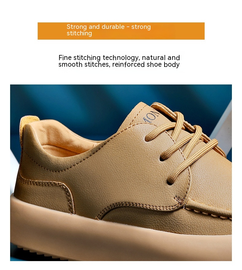 Men's Leather Flat Bottom Casual Sneakers foto 5