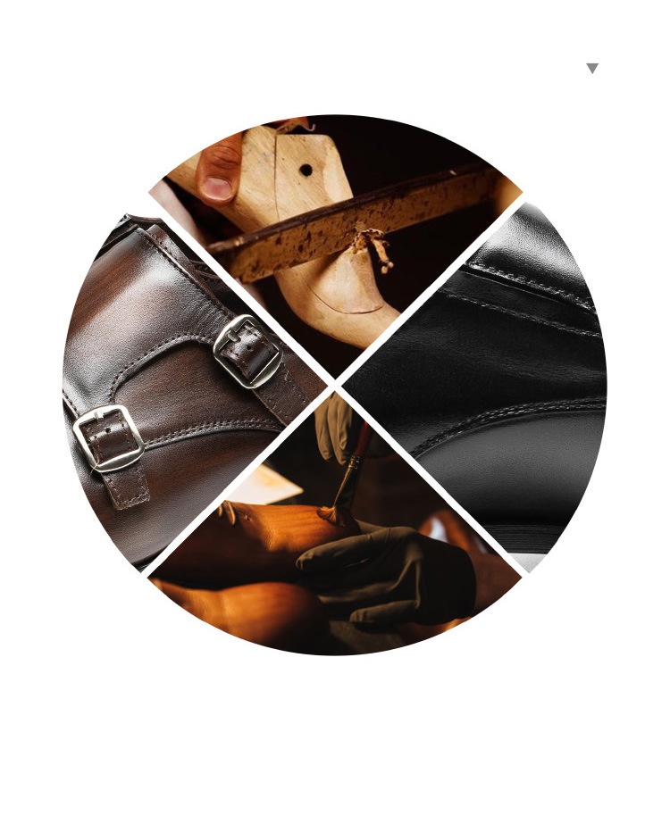 Double Buckle Design First Layer Cowhide Men's Business Leather Shoes foto 2