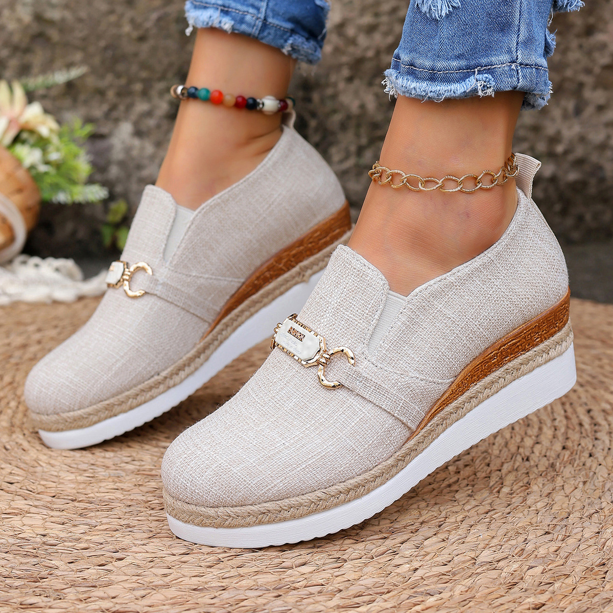 Height-increasing British-style Slip-on Loafers With A Plaid Pattern foto 4