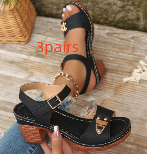 Chunky-heel Large-size High-heeled Sandals For Women Casual And Comfortable foto 2