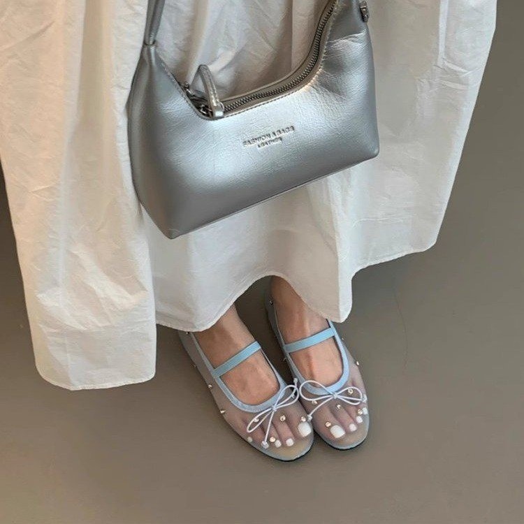 Summer Rhinestone-embellished Mesh Ballet Flats foto 4