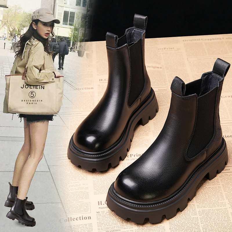 Thick Soled Genuine Leather Martin Boots For Women foto 3