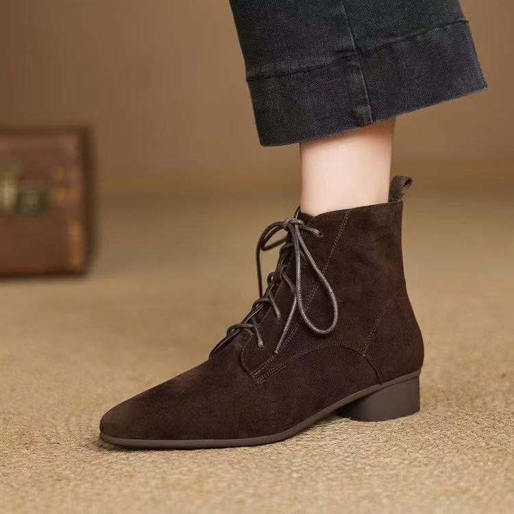 Autumn And Winter Maillard Matte Temperament Pointed Low-heel Ankle Boots For Women foto 4