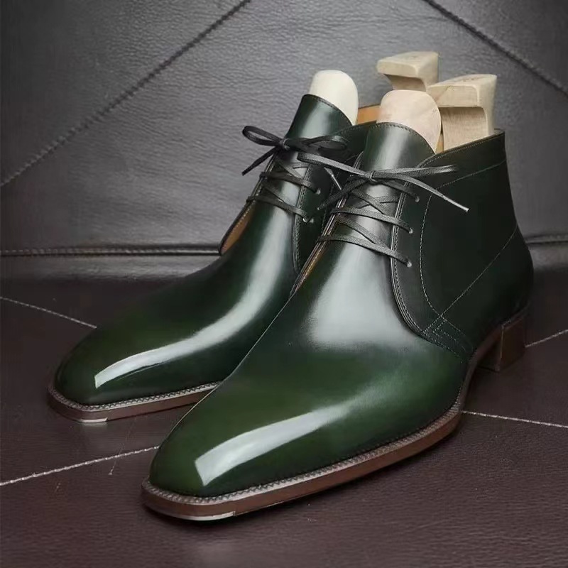 Low Heel Business Glossy Men's Short Boots foto 5