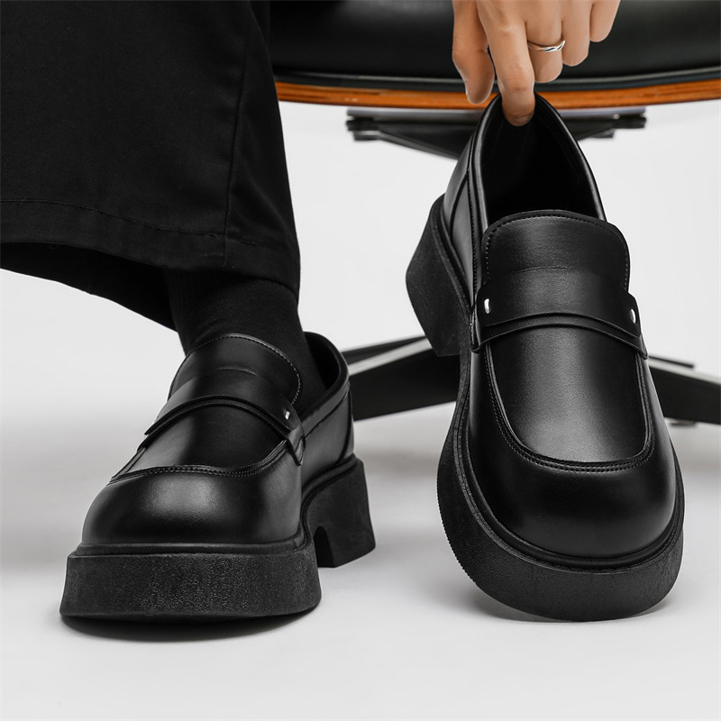 Niche High-grade Casual Men's Thick-soled British Leather Shoes foto 5