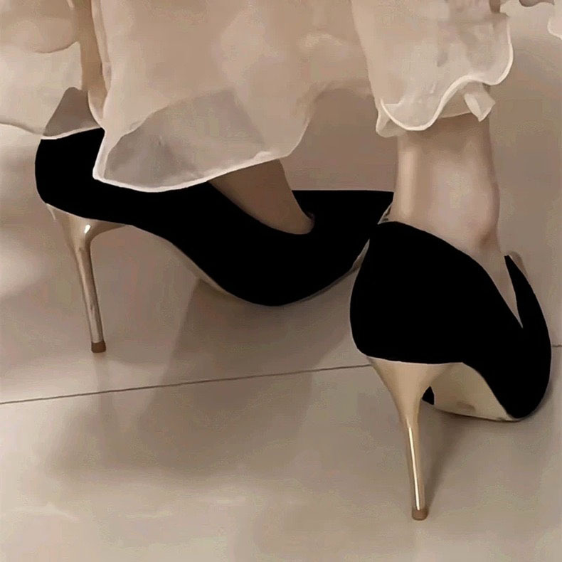 Summer New Socialite Style French Style Metal Pointed Stiletto Heel High Heels For Women foto 2