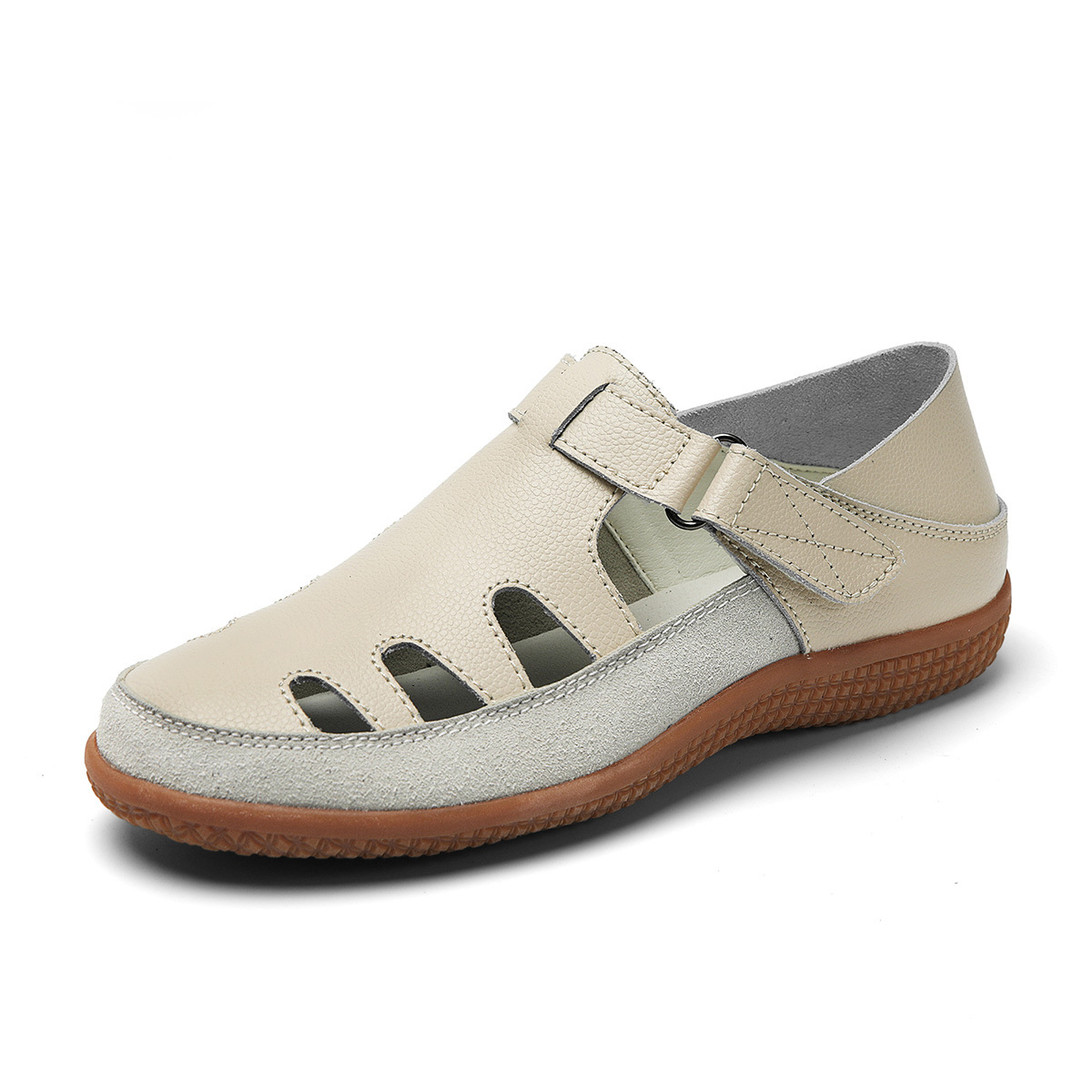 Plus Size Flat Heel Sandals Women's Toe Cap Hollow Breathable foto 3