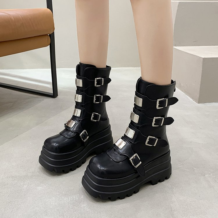 Dark Rock-style Platform With A Chunky Sole Womens Punk-inspired Dr Martens-style Boots foto 5