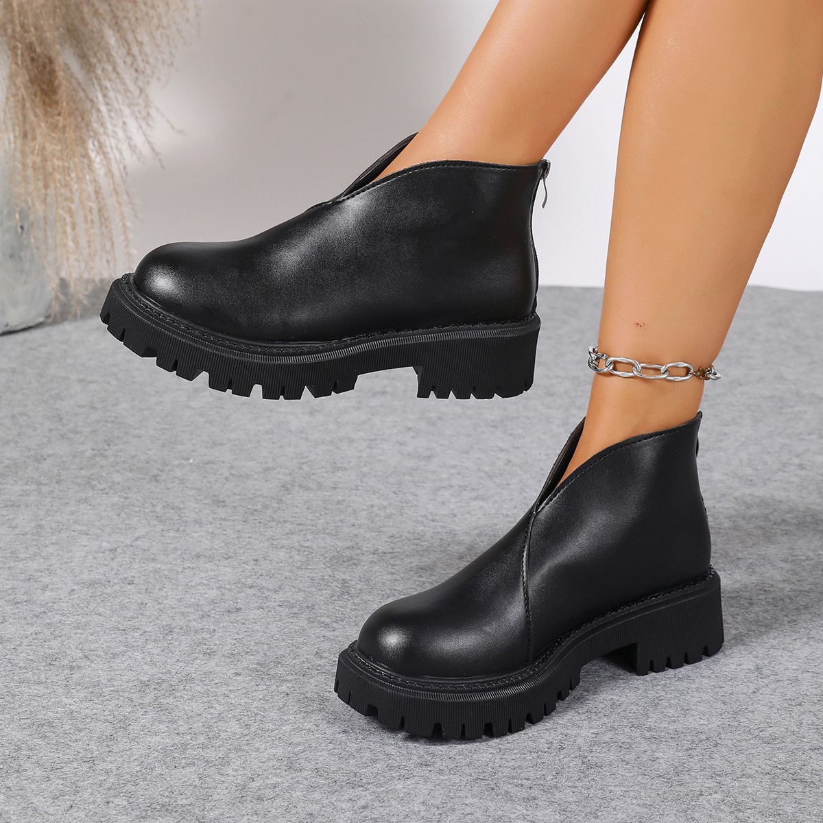 Arrival Women's Plus-size Chunky-heeled High-heeled Ankle Boots foto 2