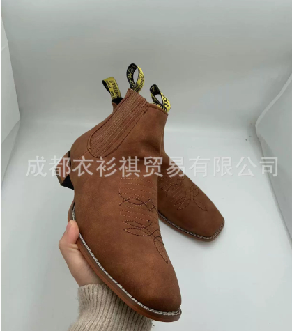 New European And American Embroidered Sleeve Chelsea Martin Boots Men's foto 2