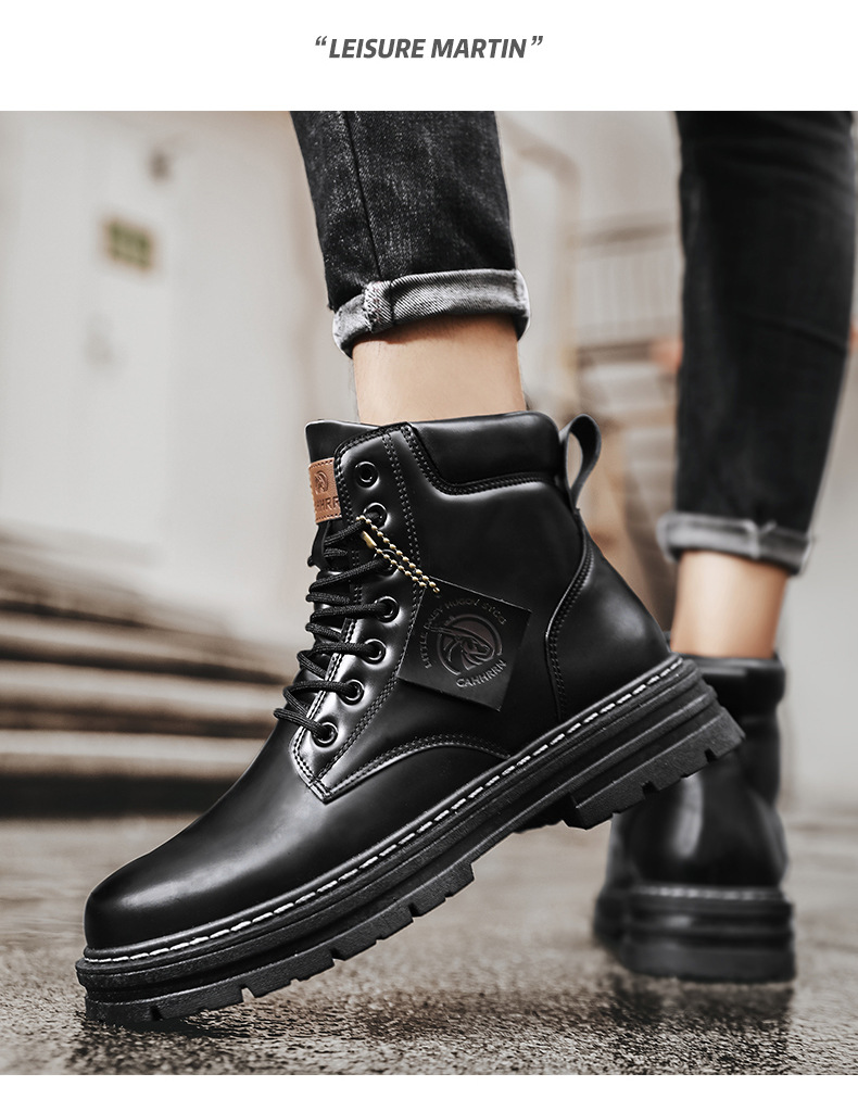 Men's Boots Plus Size Vintage Leather Worker Boot foto 3