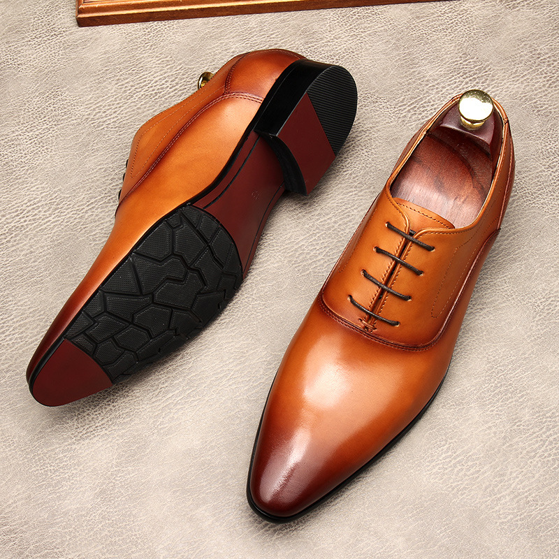 Men's Lace-up Pointed Formal Leather Shoes foto 4
