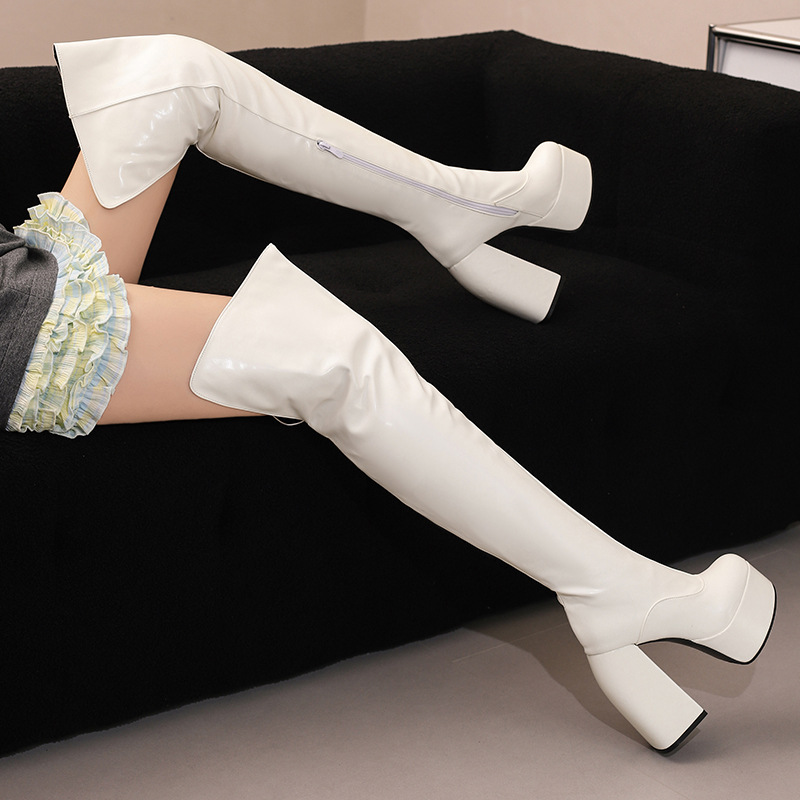 Stylish Casual Plus-size Over-the-knee Boots With A Round Toe And High Heel foto 3