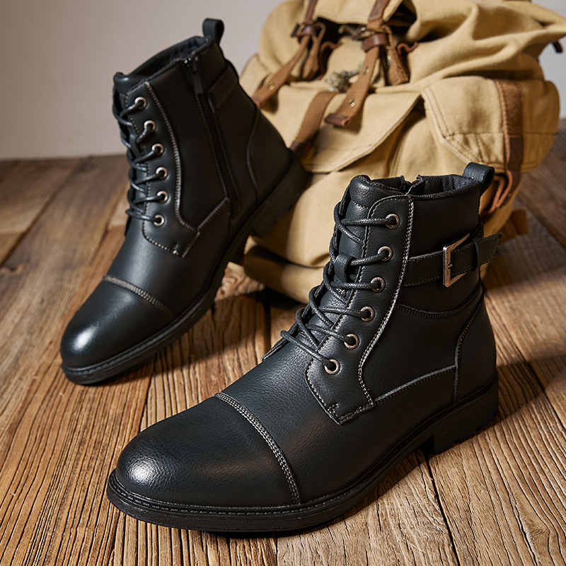 Worker Boot Men's Retro Lace Up High-top Martin Boots foto 2
