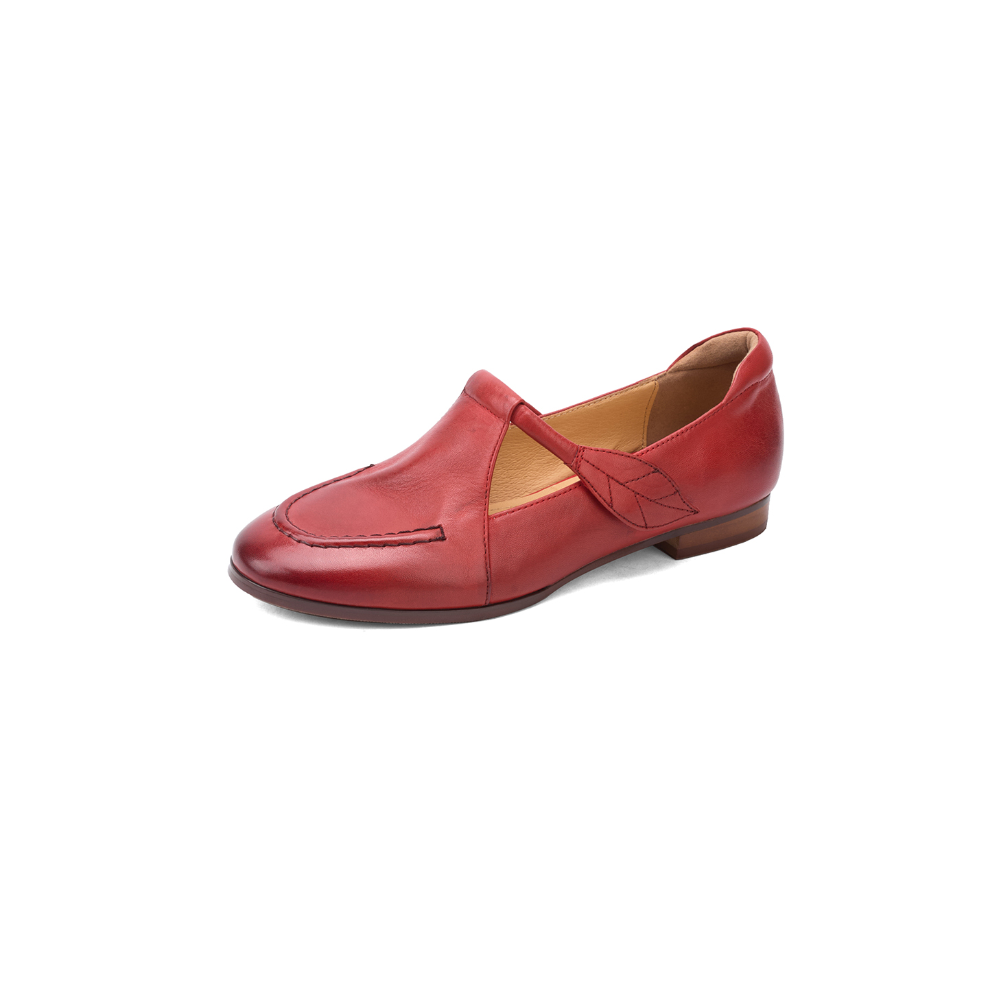 Women's Full Grain Leather T-Strap Mary Jane Flats, Premium Genuine Leather Casual Shoes foto 2