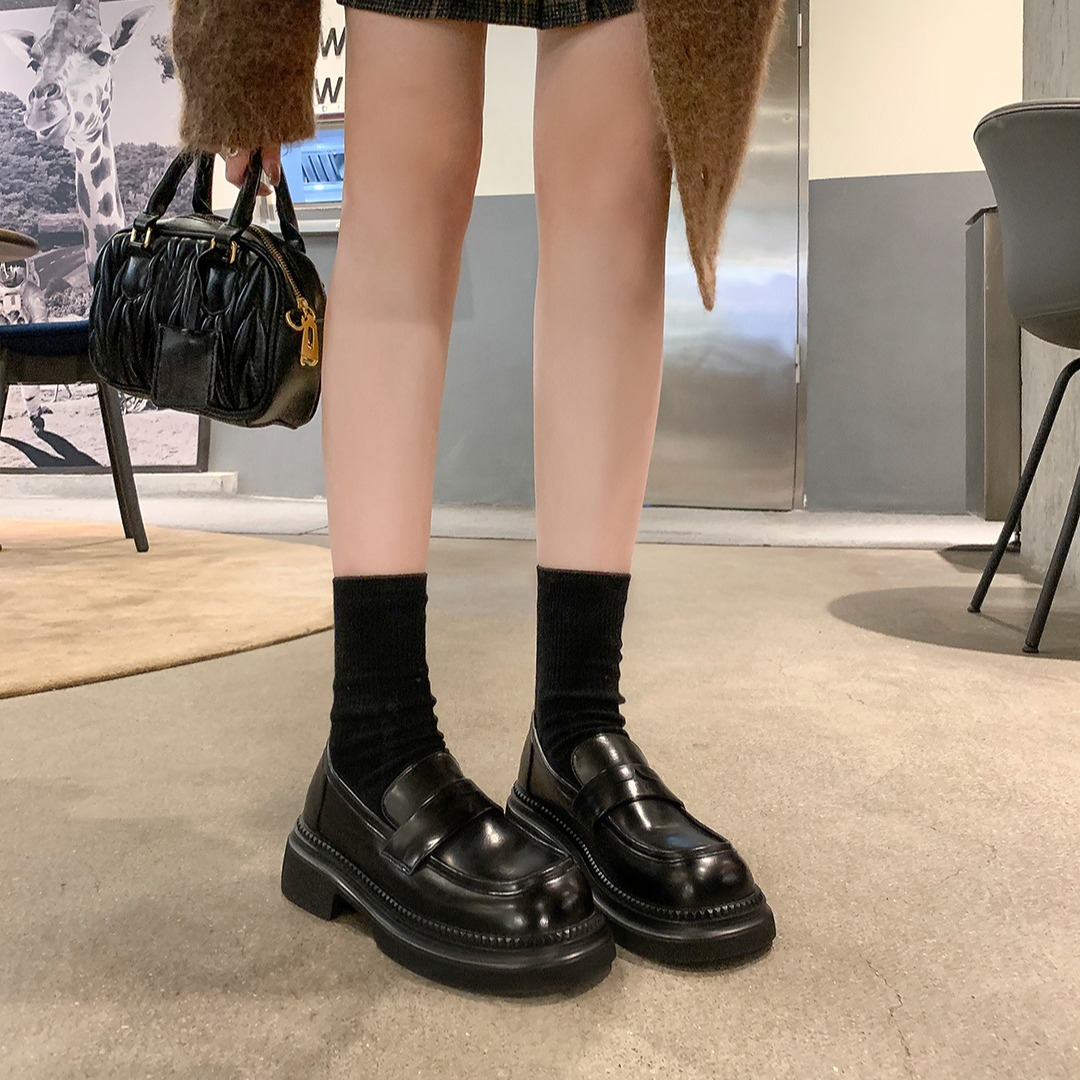 British Style Retro Rub Colored Thick Bottom Loafers foto 4