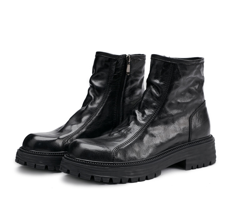 Men's Autumn And Winter Genuine Leather High-top Platform Worker Trendy Boots foto 4