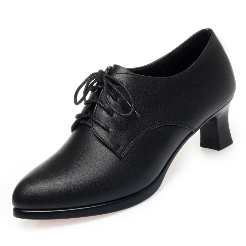 Solid-color Casual Comfortable High-heeled Shoes With A Non-slip Sole And Lace-up Design foto 2