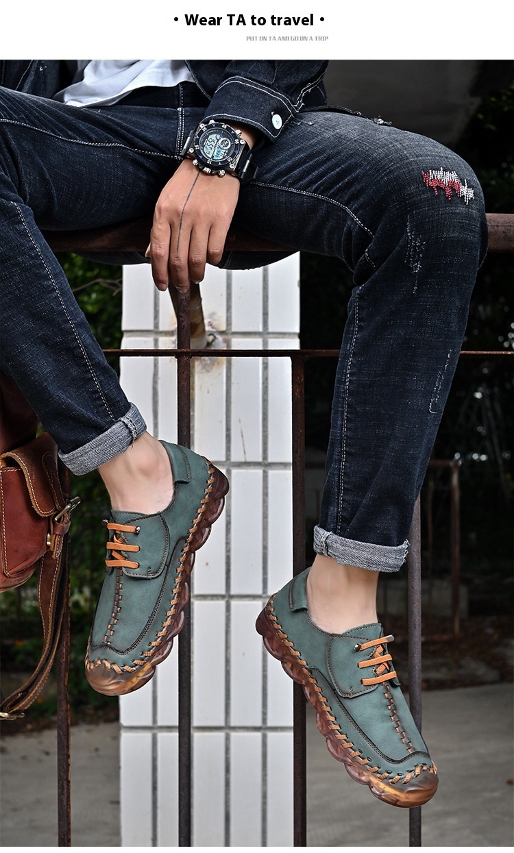 Casual Pumps British Retro Outdoor Soft Surface Hand-stitched Leather Shoes foto 5