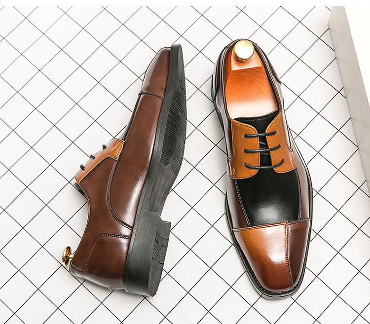 Business Formal Wear Casual Square Toe Large Size Leather Shoes foto 5