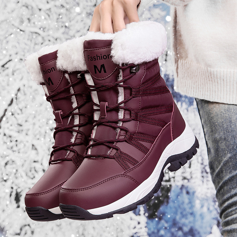 Womens Warm Mid-Calf Fleece-Lined Thick Cotton Shoes foto 3