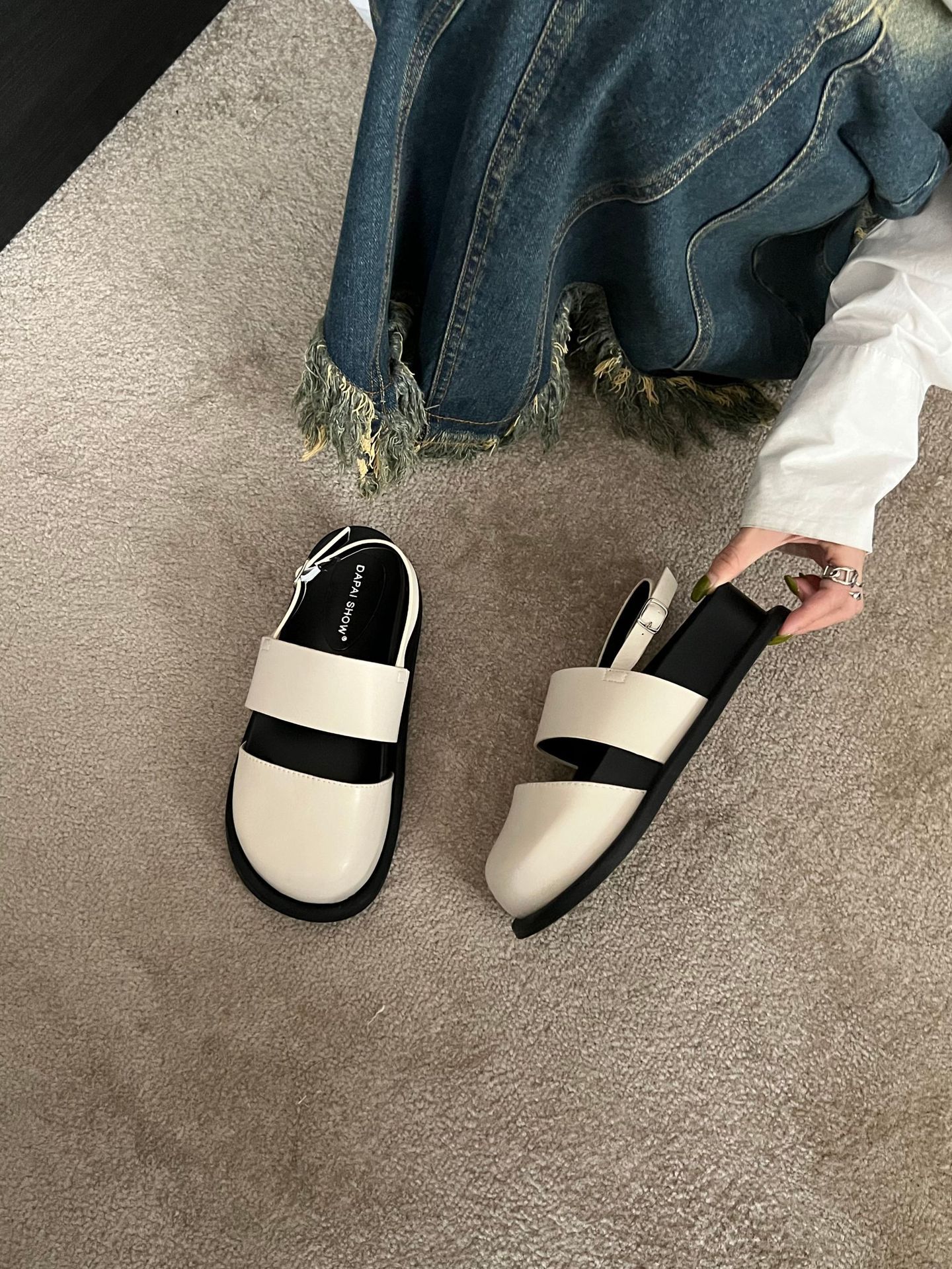 Retro Raise The Bottom One Strap Two-way Breathable Closed Toe Sandals foto 2