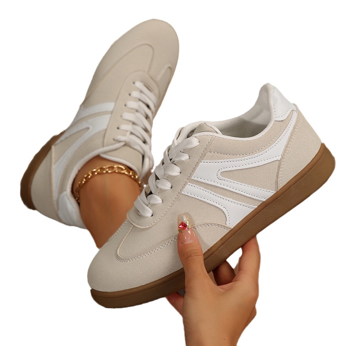 Womens Retro Casual Round-Toe Sports Running Flats foto 4