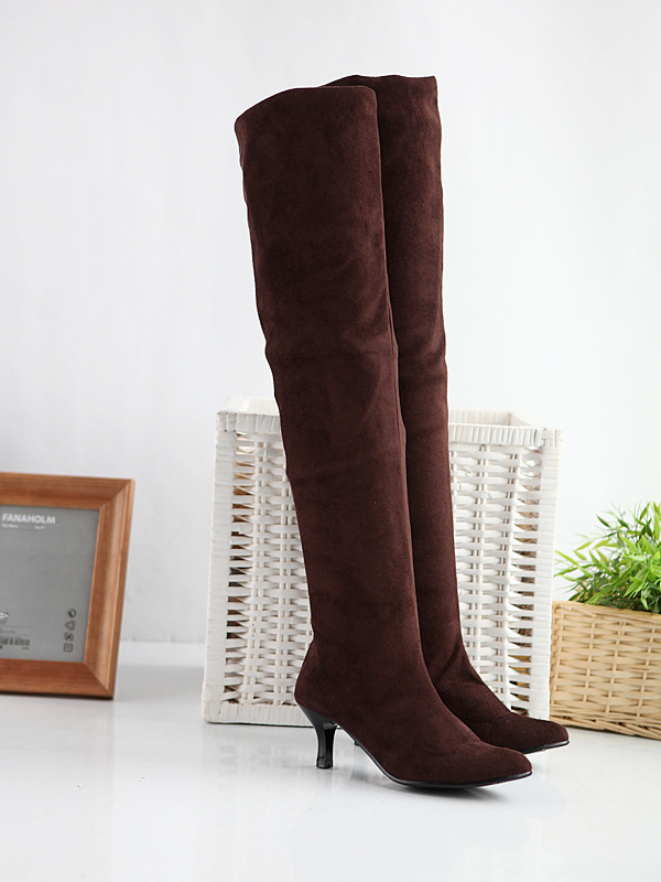 Womens Suede Tall Plus Size Boots foto 5