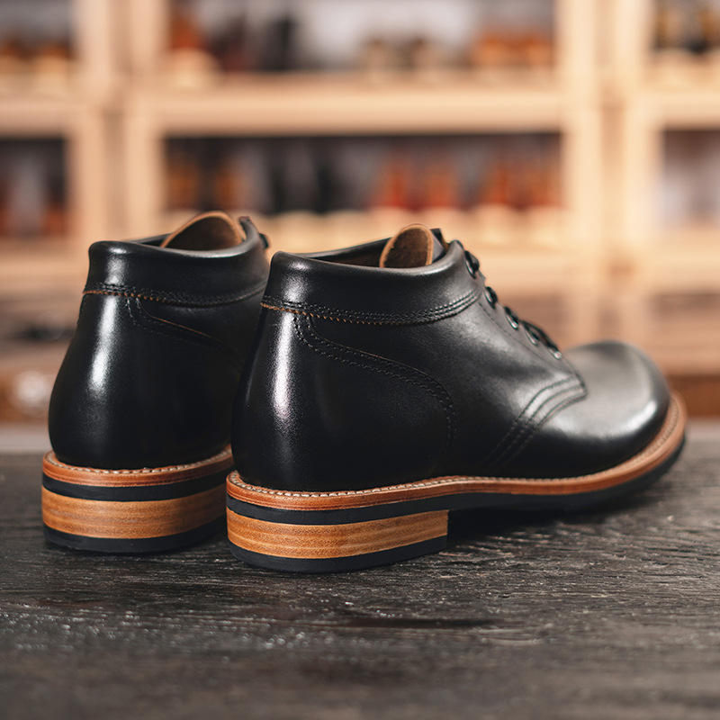 Men's Leather Low-top Short Booties Round Head Leisure Tooling Sneaker foto 3