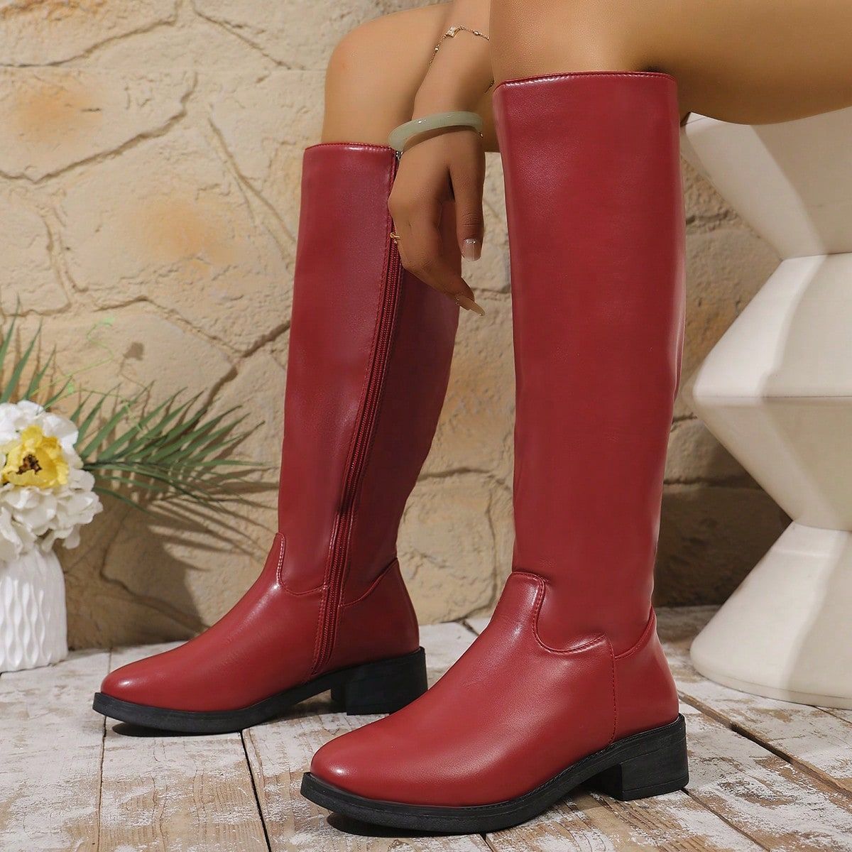 Plus Size Below The Knee High-top Boots foto 2