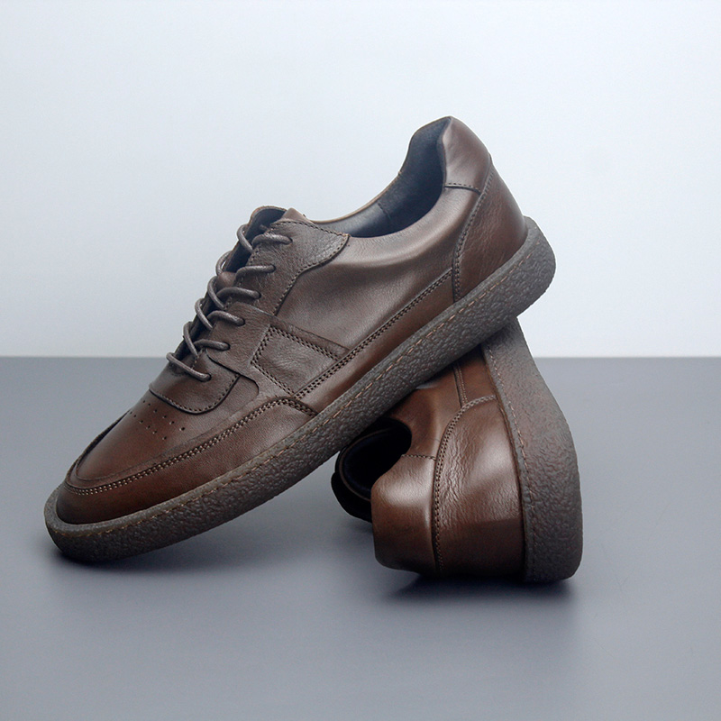 Leather Sneakers Breathable Low Top Vintage Men's Casual Shoes foto 3