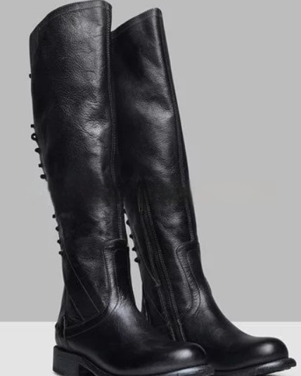 Solid-color Flat-heeled Zip-up Womens Over-the-knee Boots foto 2