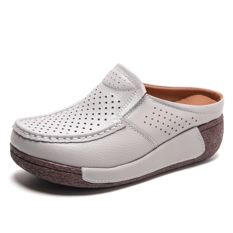 Fashionable All-match Rocking Shoes Thick-soled Muffin Closed Toe Half Slippers foto 3
