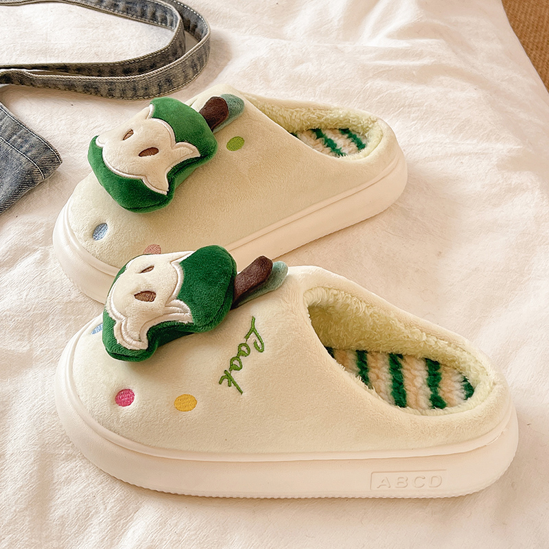 Velvet Thermal Non-slip Cotton Slippers Women foto 4