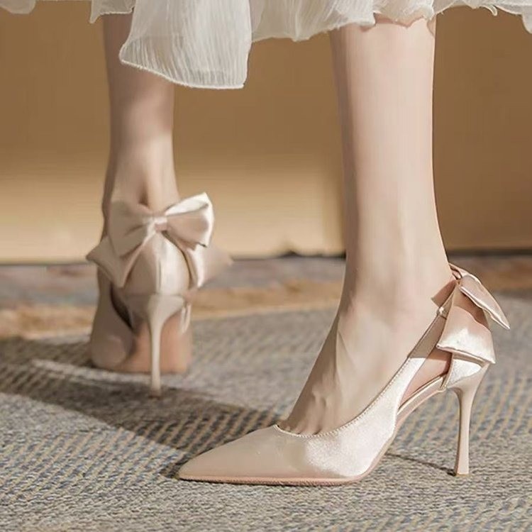 New Wedding Shoes Bridal Shoes Bow Satin Bridesmaid Shoes foto 3