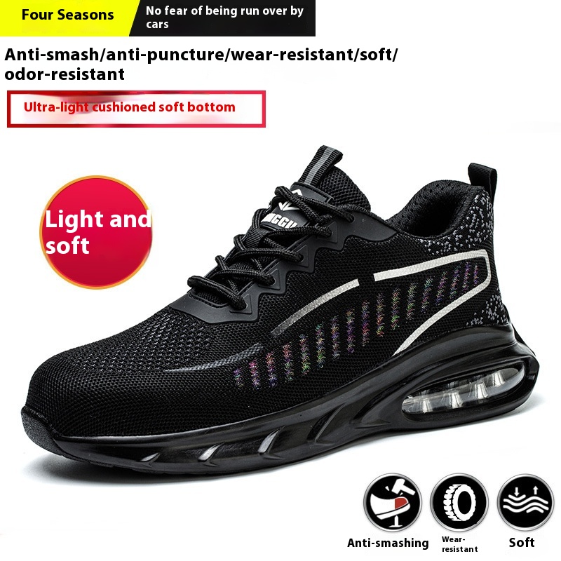 Anti Smashing And Puncture Flying Fabric Lightweight And Comfortable Air Cushion Shock Absorption Protective Work Shoes foto 5